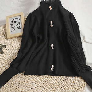 Maglione in tinta unita a maniche lunghe a maniche lunghe lavorato a maglia <span class=keywords><strong>corta</strong></span> da <span class=keywords><strong>donna</strong></span> - Product Image 4