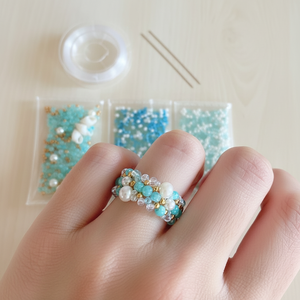 مجوهرات نسائية متعددة الطبقات بالجملة على شكل صدفة بلاستيكية مزينة بالخرز باللون الذهبي والأبيض والأزرق بأسلوب بوهيمي أوروبي مصنوعة يدويًا - Product Image 4