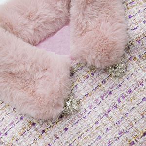 Blazer élégant en tweed violet avec col en fourrure Veste mode d'hiver pour adolescentes Manteaux et vêtements d'extérieur pour enfants - Product Image 4