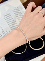 Bracelet fin empilable en or 18 carats entièrement pavé de diamants de laboratoire pour femme, bijoux fins, en stock