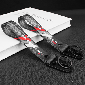 Lanière courte en nylon jacquard personnalisée avec logo imprimé, porte-clés et mousqueton bec d'aigle - Product Image 4