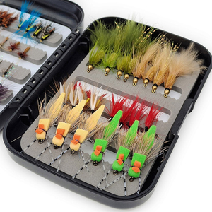 Juego de moscas con bandas de Ninfa húmeda seca de 52 piezas con <span class=keywords><strong>Flybox</strong></span> impermeable negro para pesca en agua salada y agua dulce en River Lake Stream - Product Image 5