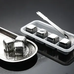 Bar Accessories Food Grade Glacier Rocks Small Stainless Steel Whiskey Chilling Rocks Ice Cube Set