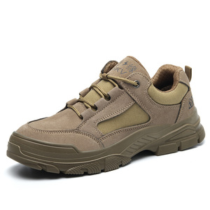 Men's Safety Shoes Steel Toe Anti Smashing Anti Puncture Khaki Low Top Work Boots For Construction Welding Industry - Product Image 1