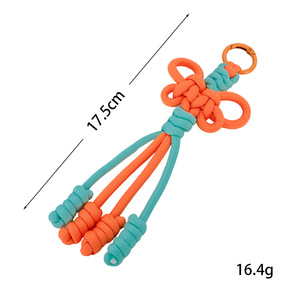 Llaveros de nudo de mariposa chino de la suerte, coloridos, de paracord trenzado a mano, colgantes para bolso, llaveros tejidos estilo macaron pastel para niñas - Product Image 3