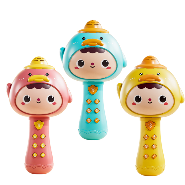 Cartoon Handheld Plastic Educational Xylophone Microphone Toy Multifunctional Singing for Kids