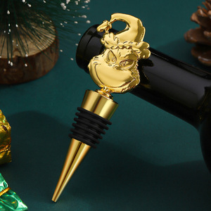 Christmas Metal Wine Bottle Stoppers With Snowflake Car Sleigh Deer Design Gold Color Ribbed Closure For Wine Bottles - Product Image 4