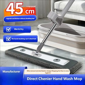 Système de serpillière plate en chenille en acier inoxydable réutilisable, 20 000+ cycles durables, essorage coulissant, nettoyage des sols humides/sèches - Product Image 6