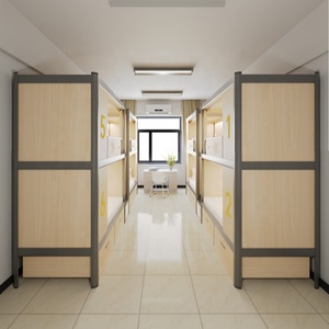 Бесплатный 3D-дизайн: Современная двухъярусная металлическая кровать для студентов, двухэтажная, для использования в отелях и больницах - Product Image 2