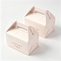 Cajas plegables para pasteles de papel blanco, biodegradables, de calidad alimentaria, para galletas y bizcochos, con asa, directamente de fábrica.