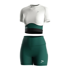 Conjunto Deportivo para Mujer, Top Corto y Pantalones Cortos Ajustados, Súper Suaves, Transpirables y Elásticos para Entrenamiento de Maratón - Product Image 1