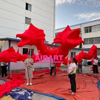 Marionnette géante de dragon gonflable de célébration rouge, accessoire gonflable de dragon chinois de défilé pour le festival,performance