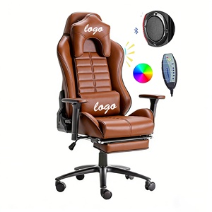 Échantillon Gratuit - <span class=keywords><strong>Fauteuil</strong></span> Inclinable Ergonomique 3D pour Gaming avec Dossier Haut, Hauteur Réglable, Revêtement en Cuir PU Marron - Product Image 1