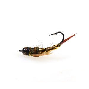 Tête de perle en laiton Stonefly Nymph <span class=keywords><strong>fil</strong></span> de cuivre coulant rapide mouche de nymphe humide réaliste <span class=keywords><strong>pour</strong></span> la pêche à la <span class=keywords><strong>truite</strong></span> leurres appâts - Product Image 5