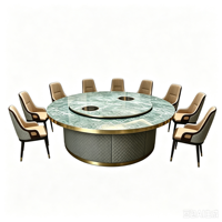 Table de salle à manger d'hôtel, grande table ronde en marbre, table électrique en marbre, table ronde moderne pour 20 personnes, restaurant, villa, club