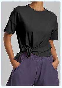 Camiseta Deportiva de Manga Corta, Holgada, Ligera, Transpirable, de Secado Rápido, de Malla Elástica/Poliéster, para Correr, Gimnasio, Yoga - Product Image 5