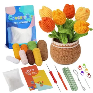 Hot Hoa Crochet Set Với Móc Trẻ Em Người Lớn Trầm Cảm Đồ Chơi Tự Làm Crochet Kit Cho Người Mới Bắt Đầu
