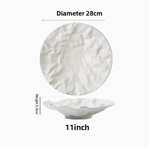 Plato <span class=keywords><strong>de</strong></span> Cerámica con Borde Ondulado Irregular, Textura Arrugada, Negro Mate y Blanco, para Servir Pasta, Mariscos, en Restaurantes y en Casa - Product Image 6