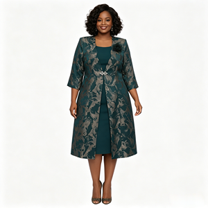 Traje de Dos Piezas para Mujer, Elegante Conjunto de Vestido y Chaqueta para la Iglesia, Bodas y Ocasiones Especiales - Product Image 1
