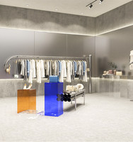 Étagère de présentation pour magasin de vêtements, en acier inoxydable, murale, pour vêtements féminins, accessoires de présentation de vêtements