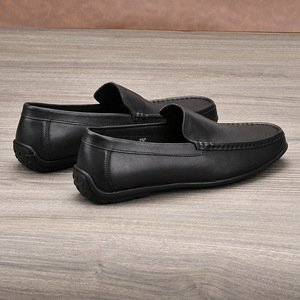 Mocassins en cuir véritable pour hommes, bout rond, à enfiler, respirants, chaussures décontractées de printemps - Product Image 4