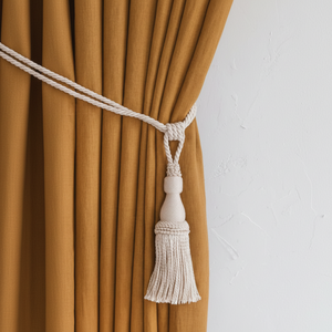 Curtain Tie Back, Curtain Tassel <b>Tiebacks</b>, Luxurious Ivory Tie-Back With Tassels, Cream Holdbacks Macrame - Product Image 1