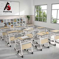Meubles de classe ergonomiques, ensemble bureau et chaise d'école avec tiroir et panneau haute densité pour l'étude au primaire et au lycée