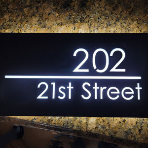 <span class=keywords><strong>Plaque</strong></span> de numéro de maison en acier inoxydable lumineux avec éclairage LED 3D en métal personnalisé - Product Image 6