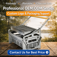 Barbecue au charbon de bois pour le camping en plein air, grill pliable à 180 degrés avec retour automatique d'une touche, en acier inoxydable 304, portable