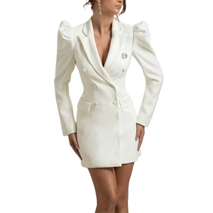 <span class=keywords><strong>Abito</strong></span> Blazer Mini Bodycon da Donna Personalizzato in Cotone a Maniche Lunghe con Maniche a Sbuffo, Doppio Petto e Risvolto Dentellato, Ideale per Ufficio, Feste ed Eventi Serale - Product Image 2