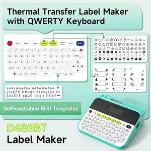 D480bt đa năng máy tính để bàn Máy in nhãn không dây Bluetooth 180dpi inkless <span class=keywords><strong>Sticker</strong></span> máy in nhãn <span class=keywords><strong>Maker</strong></span> với bàn phím - Product Image 4