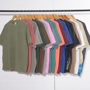 سانديان بالجملة طباعة فارغة حمض غسل تيشيرت فارغ نمط خمر الوزن الثقيل القطن كبير الحجم الرجال خمر تي شيرت - Product Image 2