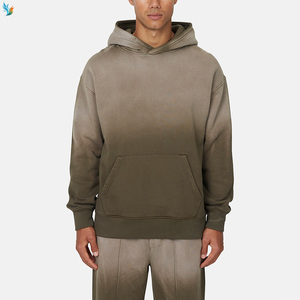 Sudadera con Capucha Verde Oliva Premium para <span class=keywords><strong>Hombre</strong></span>, Estilo Degradado Lavado, Oversize, Holgada, Estilo <span class=keywords><strong>Urbano</strong></span> y Retro - Product Image 1