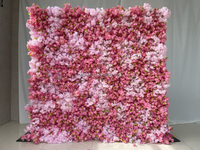 A17 5d rose soie artificielle pêche soie Rose fleur florale toile de fond murale 8ft X 8ft enrouler fermeture éclair Blush mur de fleurs pour le désherbage