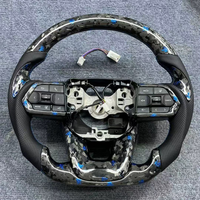 Volant de voiture en carbone forgé bleu personnalisé, adapté aux Toyota Hilux LC300 Hilux Fortuner Land Cruiser GR Corolla LC79