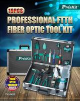 Kit de fibre optique FTTH Pro'sKit PK-9458 de 19 pièces pour le câblage réseau, la connexion à froid de la fibre, la maintenance, le test, l'installation, la réparation