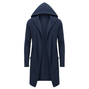 Cardigan à capuche noir à manches longues pour homme, en polyester/coton écologique, fabrication OEM en gros, MOQ flexible - Product Image 5