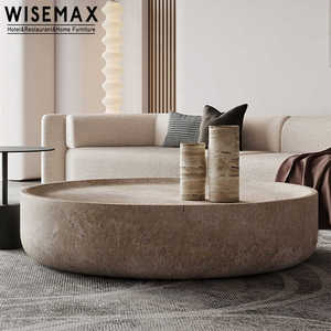 WISEMAX Vintage italiano <span class=keywords><strong>tavolo</strong></span> da salotto rotondo travertino tavolino da caffè a bassa altezza pavimento <span class=keywords><strong>in</strong></span> <span class=keywords><strong>marmo</strong></span> naturale lato <span class=keywords><strong>tavolo</strong></span> da tè - Product Image 4