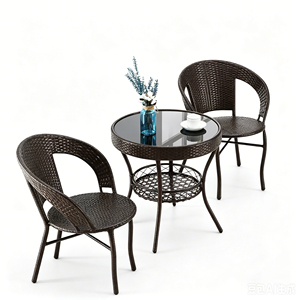 Outdoor Wicker Table and Chairs <strong>Grey</strong> PE Rattan 3 Piece <strong>Bistro</strong> <strong>Set</strong> Factory Wholesale - Product Image 5