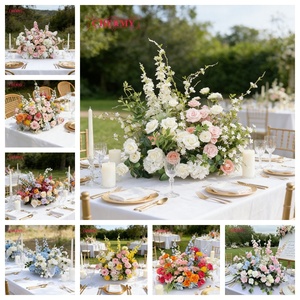Dalian Chermy OEM Vente en gros Composition florale artificielle Hortensia vert Chemin <span class=keywords><strong>de</strong></span> table pour <span class=keywords><strong>mariage</strong></span> et décoration <span class=keywords><strong>de</strong></span> fête - Product Image 4