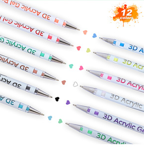 3 डी ऐक्रेलिक जेल पेन का पोर्टेबल सेट कला मार्कर के लिए चिकनी प्रवाह अद्वितीय पेन कैप डिजाइन के साथ चमकदार समृद्ध स्याही रंग - Product Image 5