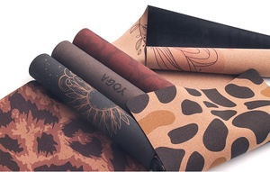 Custom Print Private Label Anti-slip Eco Friendly TPE <b>Rubber</b> Cork Yoga Mats with 183x61cm or Customized Size & 2-6mm Thickness - Product Image 3