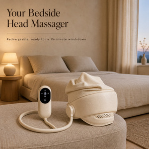 Casque <span class=keywords><strong>de</strong></span> massage capillaire à compression d'air, 6 zones, airbag, pétrissage du cuir chevelu, chaleur au graphène, relaxation des yeux, soulagement du stress - Product Image 5