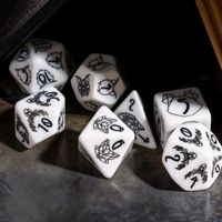 Ensemble de dés polyédriques de 7 pièces pour Donjons et Dragons, en résine blanche, avec logo personnalisé