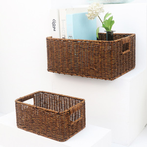 Panier de rangement en rotin rectangulaire taille L avec poignée pour l'organisation de la maison, des vêtements, des jouets, de la cuisine et du bureau - Product Image 4