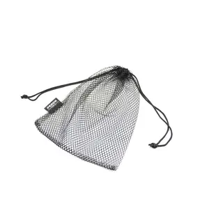 Sheer custom small square black polyester nylon soap packaging drawstring mesh net gift pouch bags