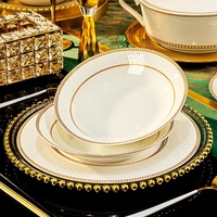 Vaisselle en Porcelaine Fine : Assiettes et Bols, Combinaison Libre, Compatible Micro-ondes, Motif Rose en Relief, Céramique de Jingdezhen, Haute Valeur