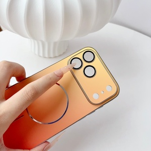 Étui de téléphone magnétique en cuir PU dégradé tendance pour iPhone 17 13 14 15 16 Pro Max 17 Air avec film protecteur d'objectif HD et coque rigide - Product Image 5