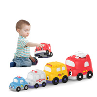 Véhicules empilables magnétiques pour tout-petits de 1 à 3 ans, ensemble de voitures à emboîter avec lumières et musique, camion de pompiers, autobus scolaire, ambulance, voiture de police