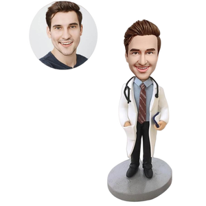 चिकित्सा कर्मचारियों की प्रशंसा के लिए हस्तनिर्मित पॉलीमर क्ले डॉक्टर/नर्स बोबलहेड - Product Image 4